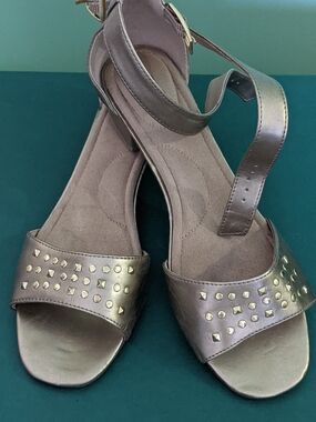 Metallic Bronze Studded Women’s Ankle-Strap Sandals Ballroom Shoes Make Offer